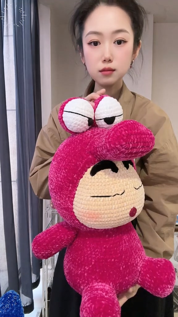 Handmade Crochet Anime Boy in Pink Crocodile Costume | Quirky Plush Doll - Image 2