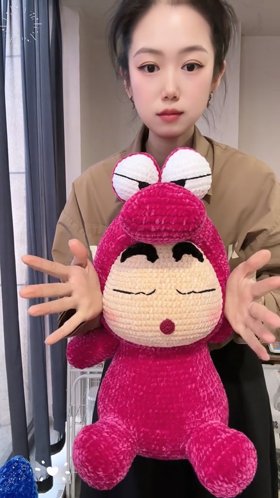 Handmade Crochet Anime Boy in Pink Crocodile Costume | Quirky Plush Doll - Image 6