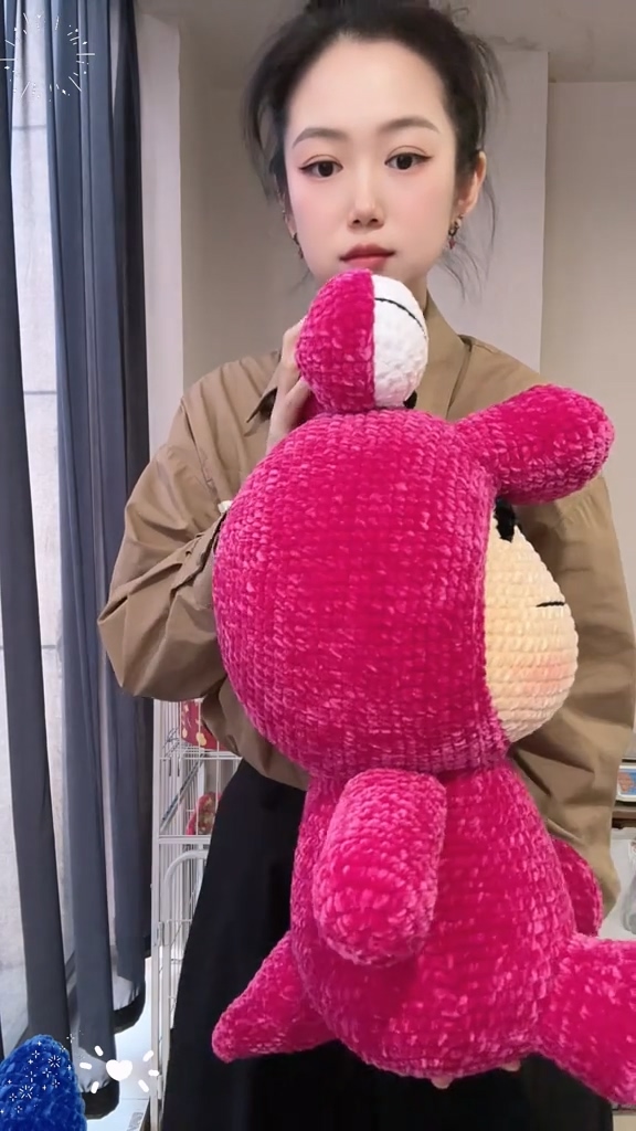 Handmade Crochet Anime Boy in Pink Crocodile Costume | Quirky Plush Doll - Image 3