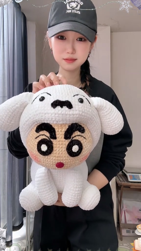 Handmade Crochet Anime Boy in White Dog Costume | Cute Kawaii Plush Toy | Thick Eyebrow Character - Image 5
