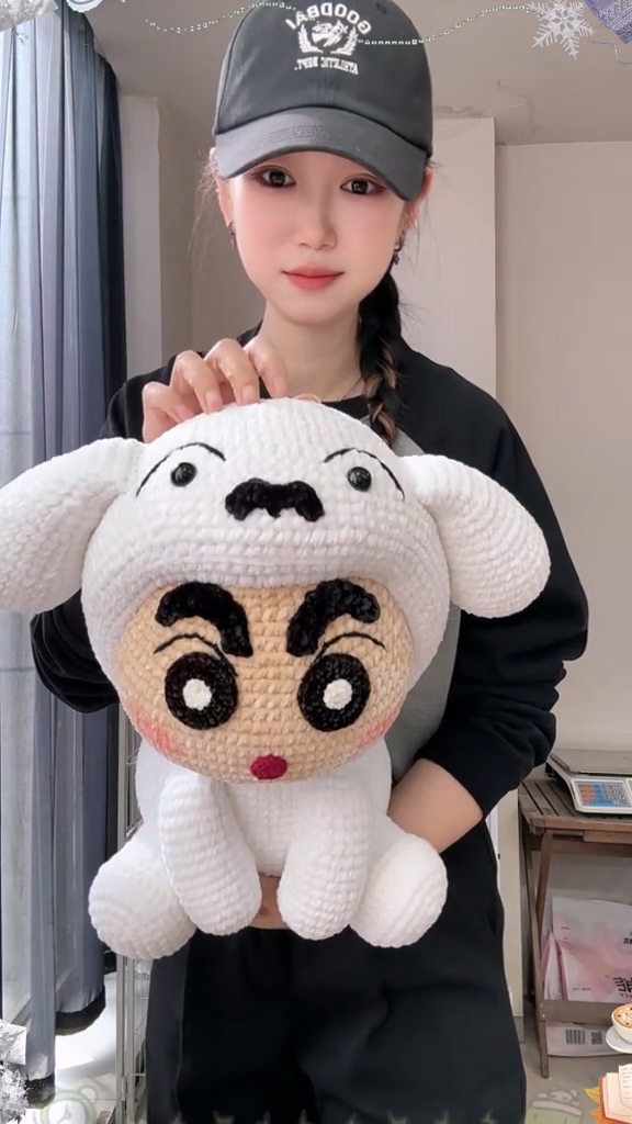 Handmade Crochet Anime Boy in White Dog Costume | Cute Kawaii Plush Toy | Thick Eyebrow Character - Image 6