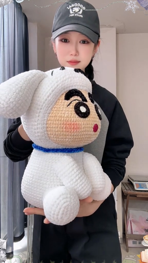 Handmade Crochet Anime Boy in White Dog Costume | Cute Kawaii Plush Toy | Thick Eyebrow Character - Image 7