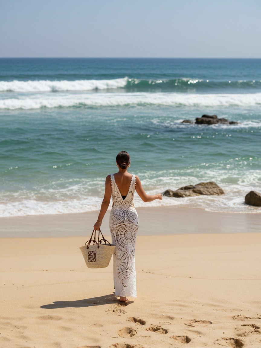 Handmade Crochet Beach Dress | Hollow Out Cover-Up Maxi Dress - Image 4