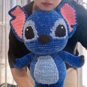Handmade Crochet Blue Alien Creature Plush | Quirky Big-Ear Monster Doll