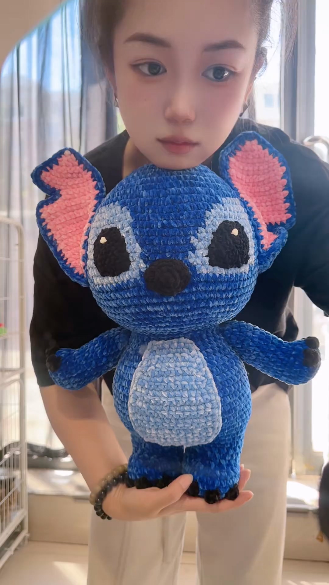 Handmade Crochet Blue Alien Creature Plush | Quirky Big-Ear Monster Doll