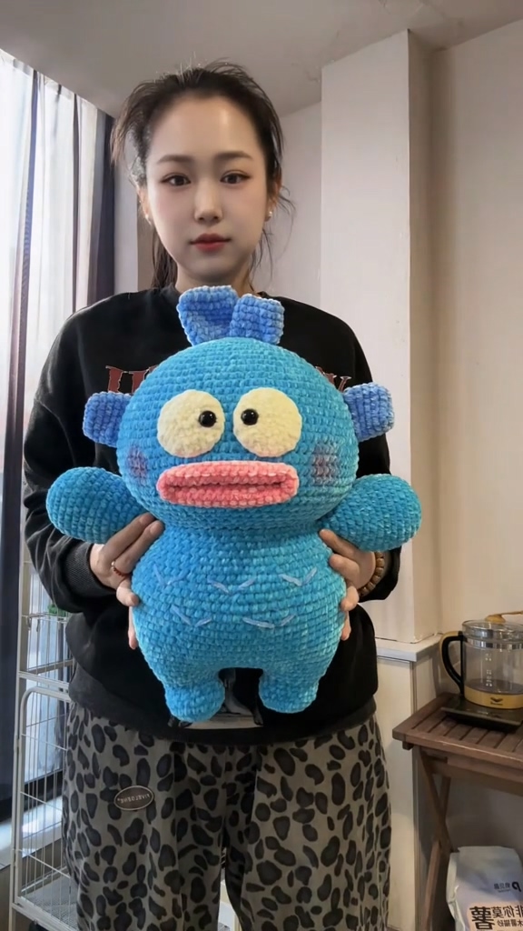 Handmade Crochet Blue Quirky Alien Monster Plush | Cute Cartoon Creature Doll - Image 3