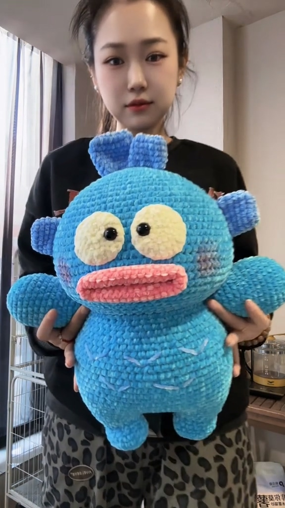 Handmade Crochet Blue Quirky Alien Monster Plush | Cute Cartoon Creature Doll - Image 4