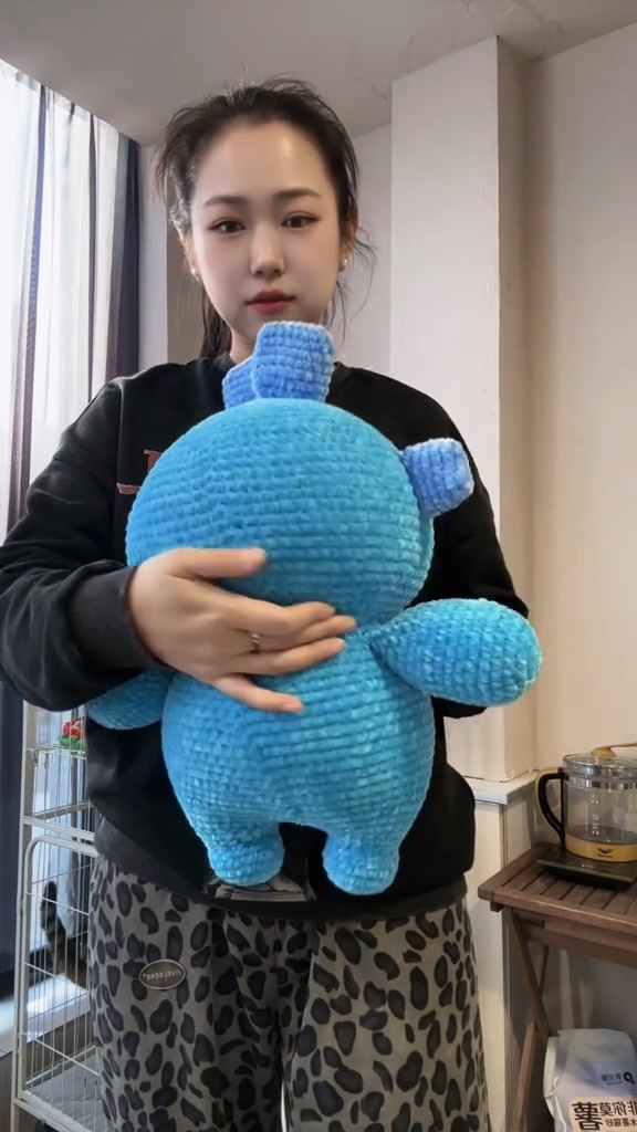Handmade Crochet Blue Quirky Alien Monster Plush | Cute Cartoon Creature Doll - Image 6