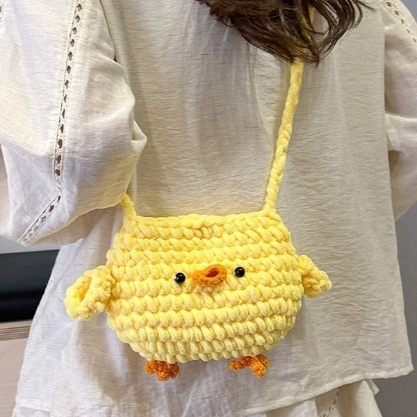 Handmade Crochet Chick Crossbody Bag | Cute Chunky Knit Chicken Purse