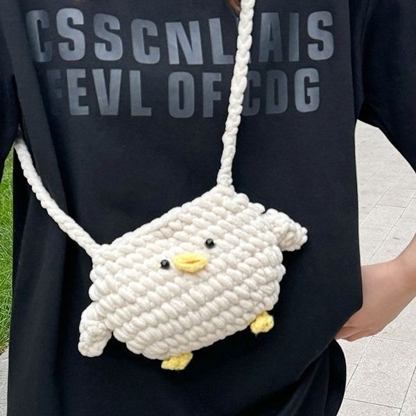 Handmade Crochet Chick Crossbody Bag | Cute Chunky Knit Chicken Purse - Image 4