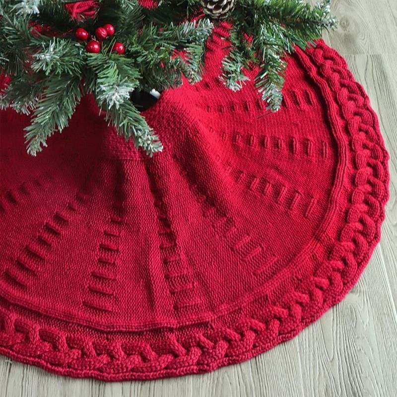 Handmade Crochet Christmas Tree Skirt | Soft Knitted Holiday Decor