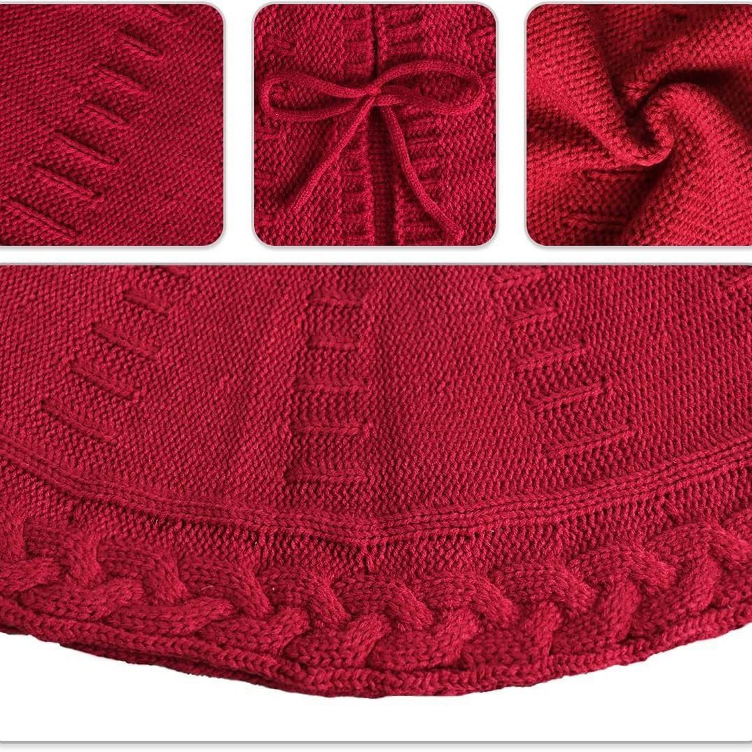 Handmade Crochet Christmas Tree Skirt | Soft Knitted Holiday Decor - Image 4