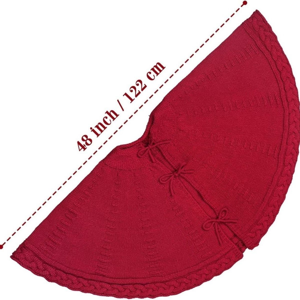 Handmade Crochet Christmas Tree Skirt | Soft Knitted Holiday Decor - Image 5