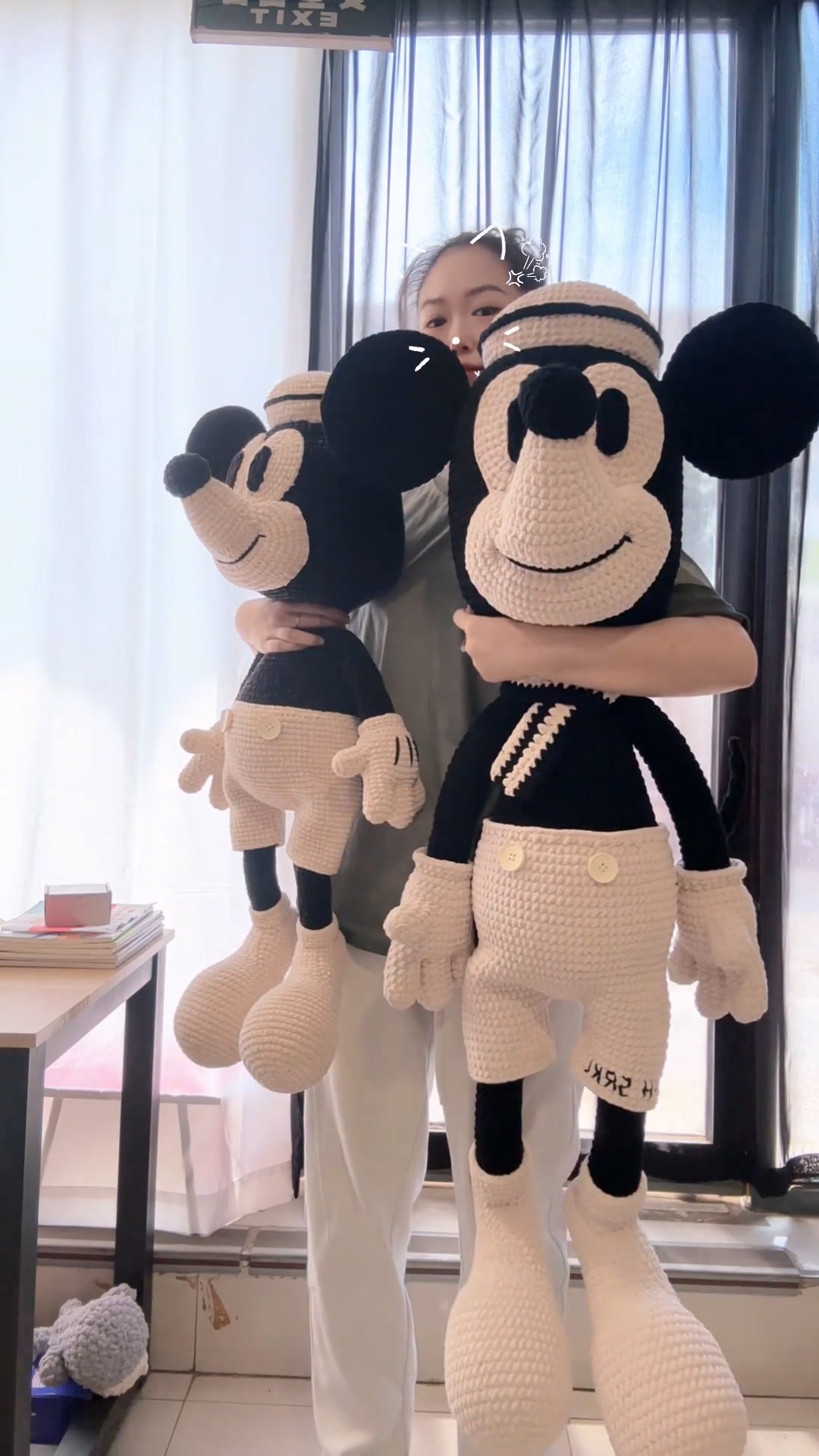Handmade Crochet Classic Cartoon Mouse Plush | Vintage Black & White Mouse Doll - Image 11