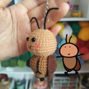 Handmade Crochet Cute Cockroach Keychain | Kawaii Bug Bag Charm | Funny Insect Pendant