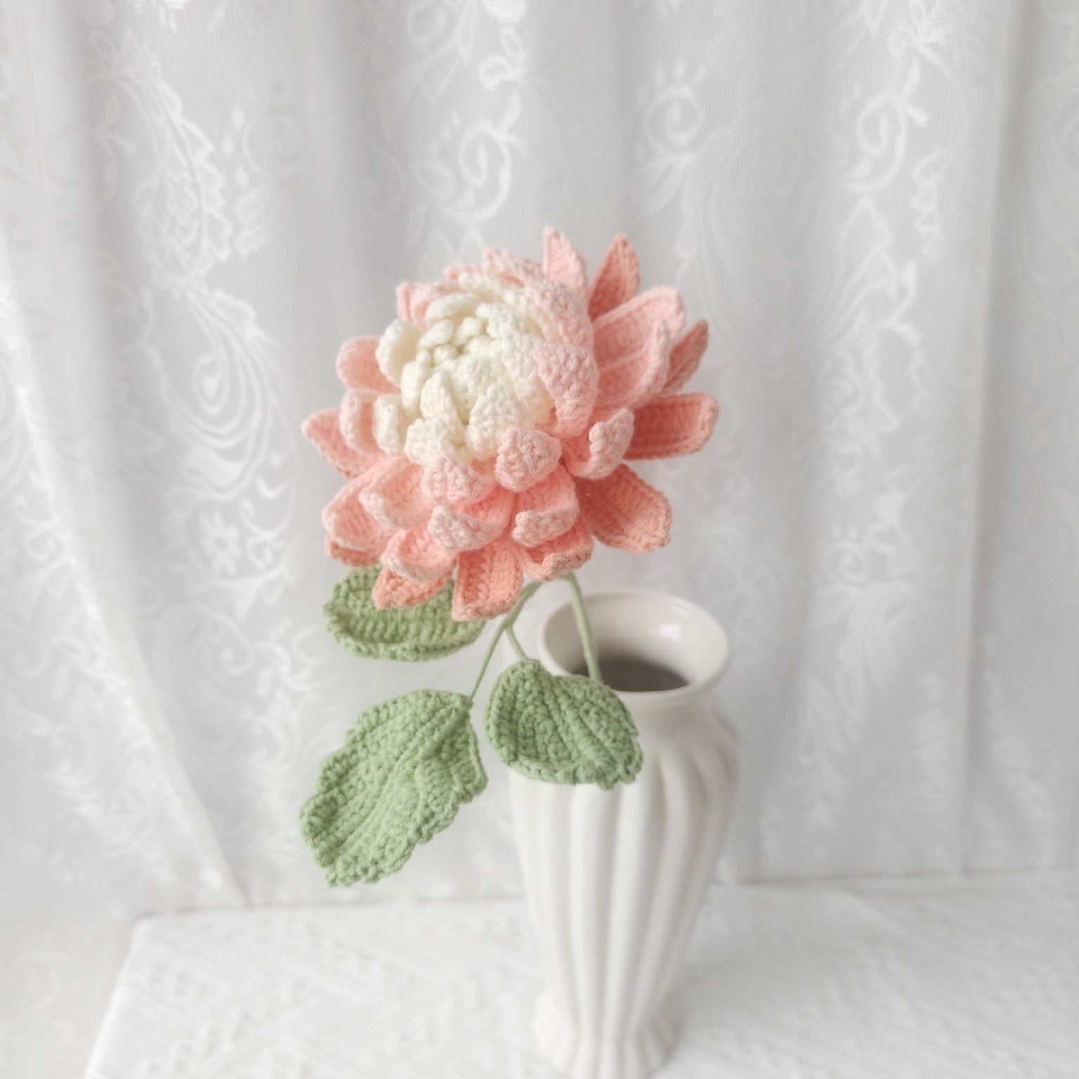 Handmade Crochet Dahlia Flower | Afghan Stitch Yarn Bouquet - Image 13