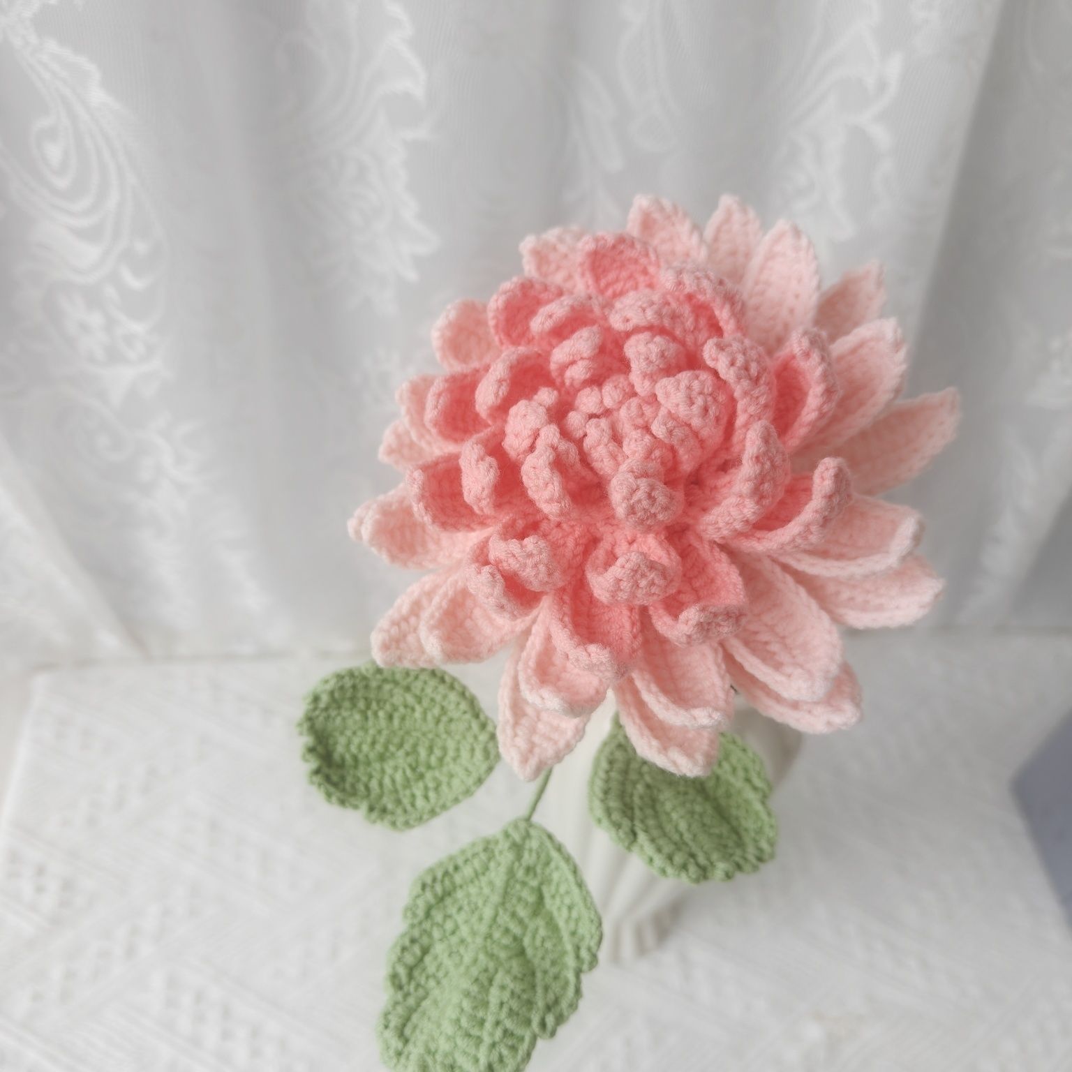 Handmade Crochet Dahlia Flower | Afghan Stitch Yarn Bouquet - Image 15