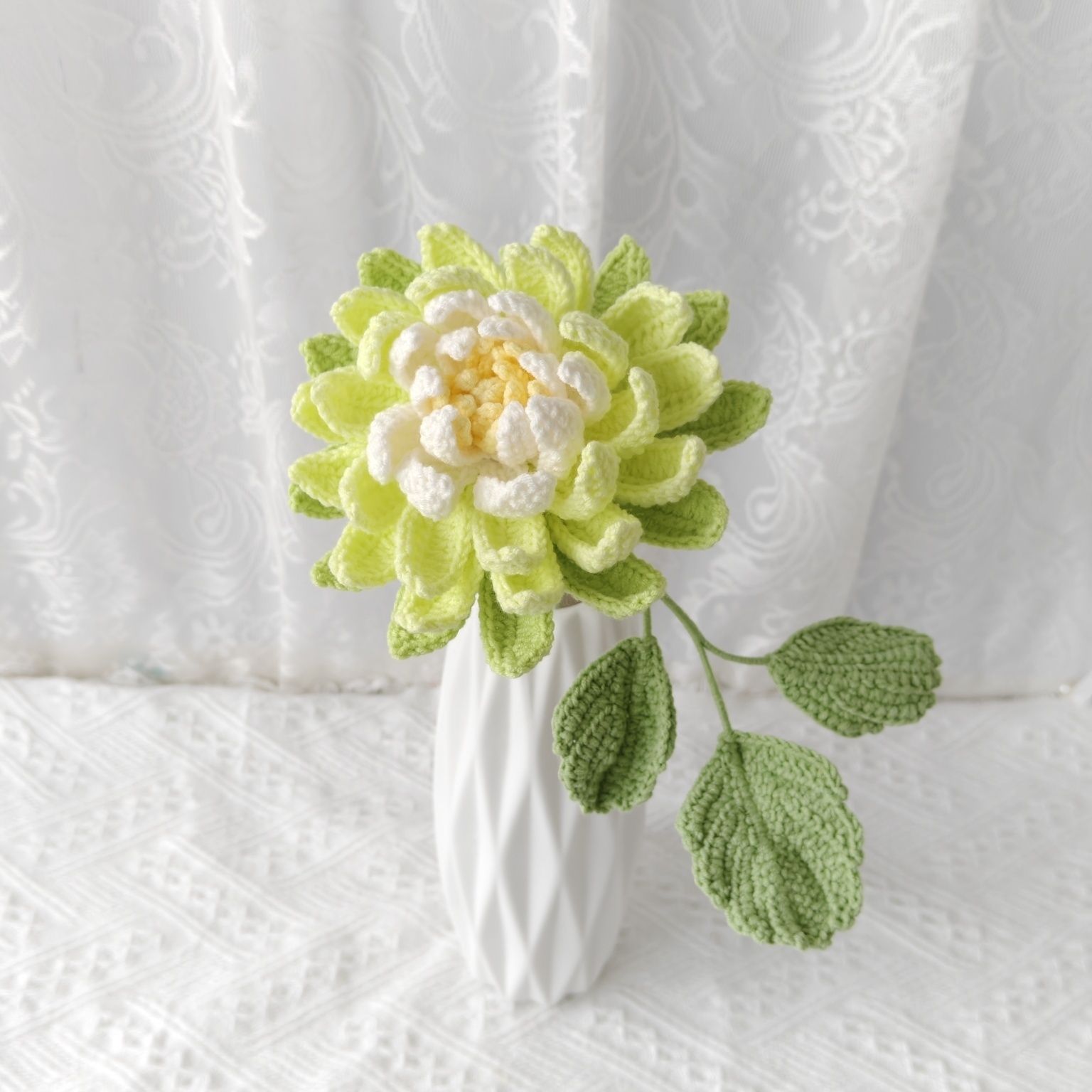 Handmade Crochet Dahlia Flower | Afghan Stitch Yarn Bouquet - Image 17