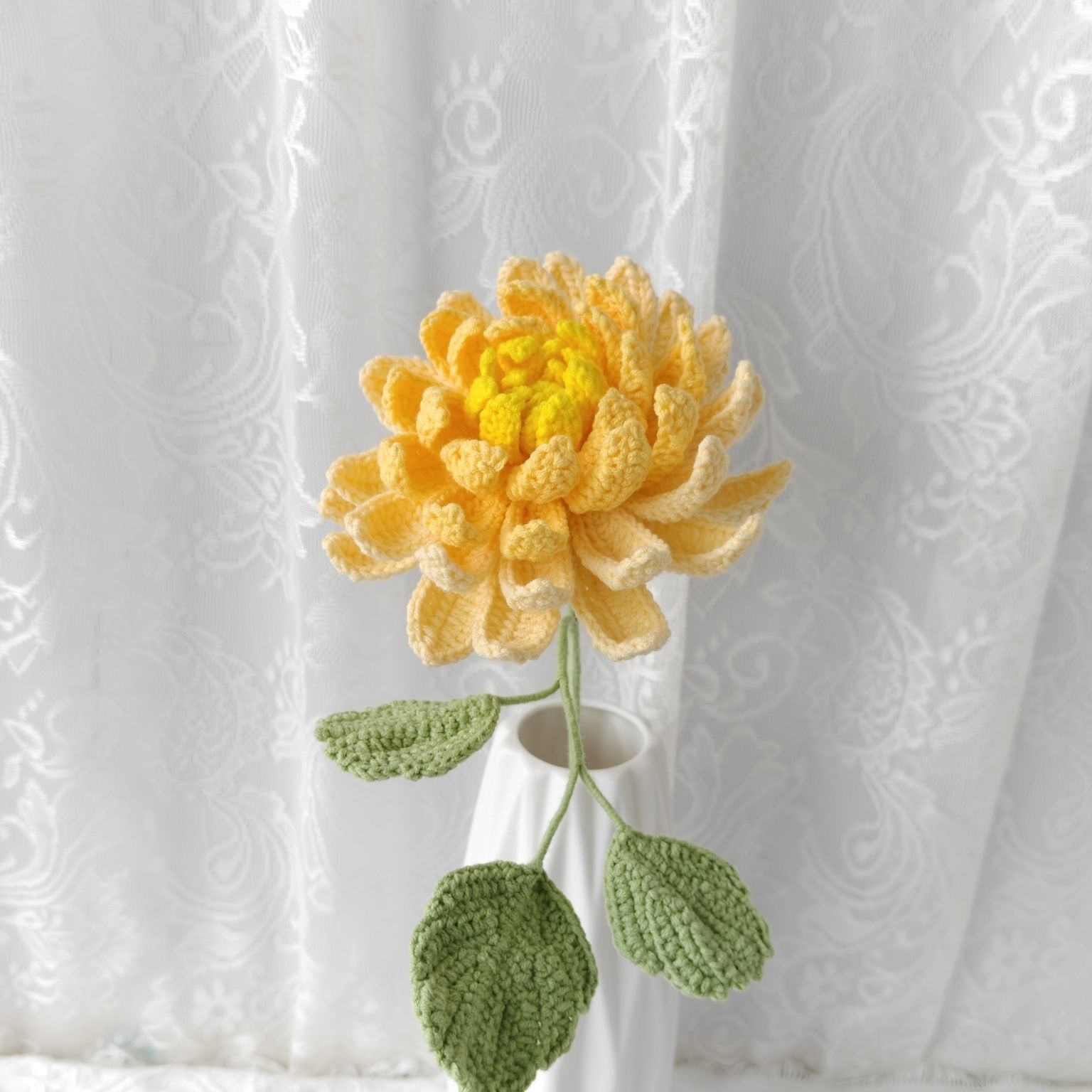 Handmade Crochet Dahlia Flower | Afghan Stitch Yarn Bouquet - Image 18