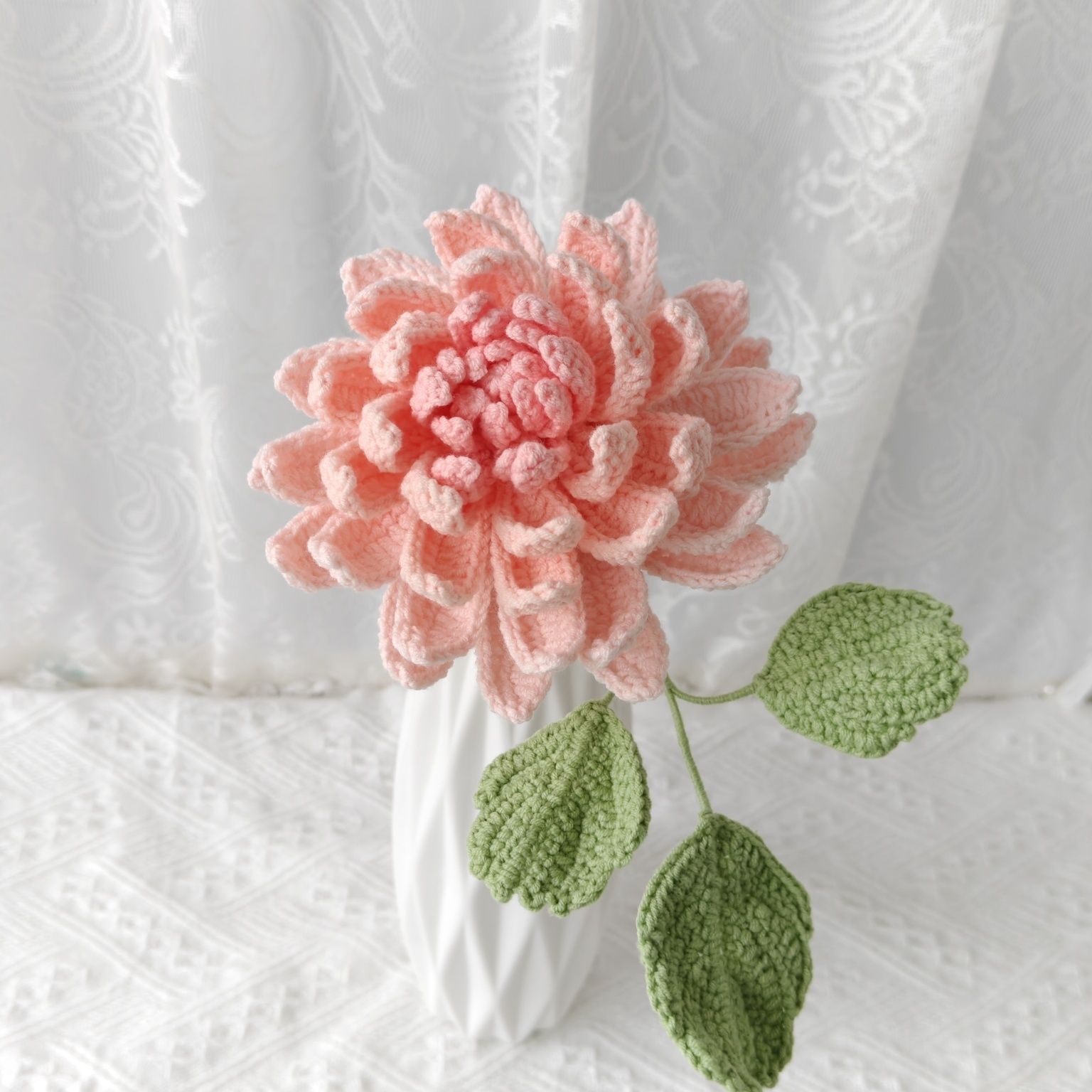 Handmade Crochet Dahlia Flower | Afghan Stitch Yarn Bouquet - Image 20