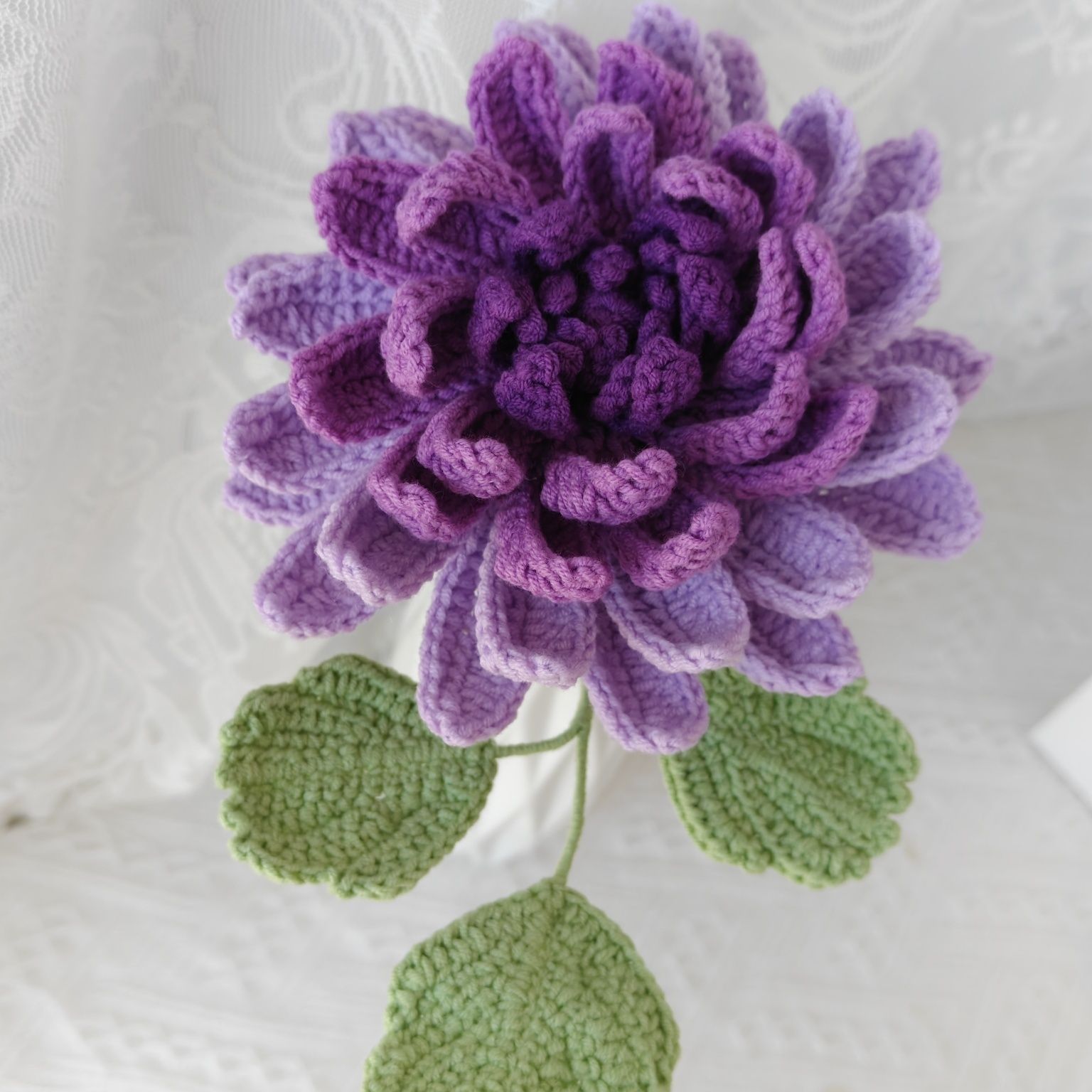 Handmade Crochet Dahlia Flower | Afghan Stitch Yarn Bouquet - Image 21