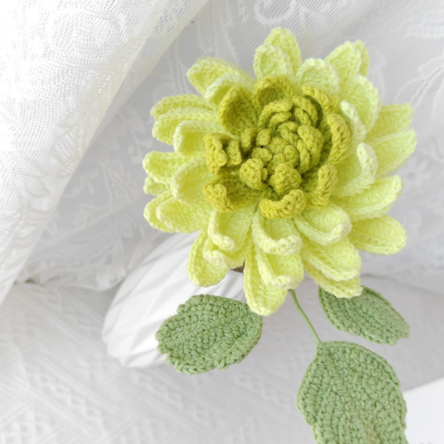 Handmade Crochet Dahlia Flower | Afghan Stitch Yarn Bouquet - Image 22