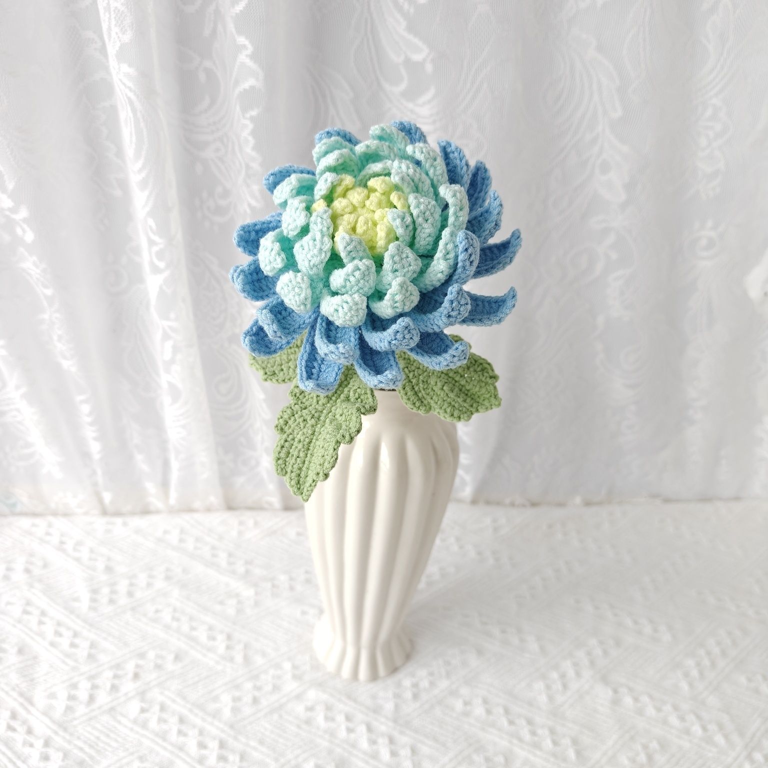 Handmade Crochet Dahlia Flower | Afghan Stitch Yarn Bouquet - Image 9