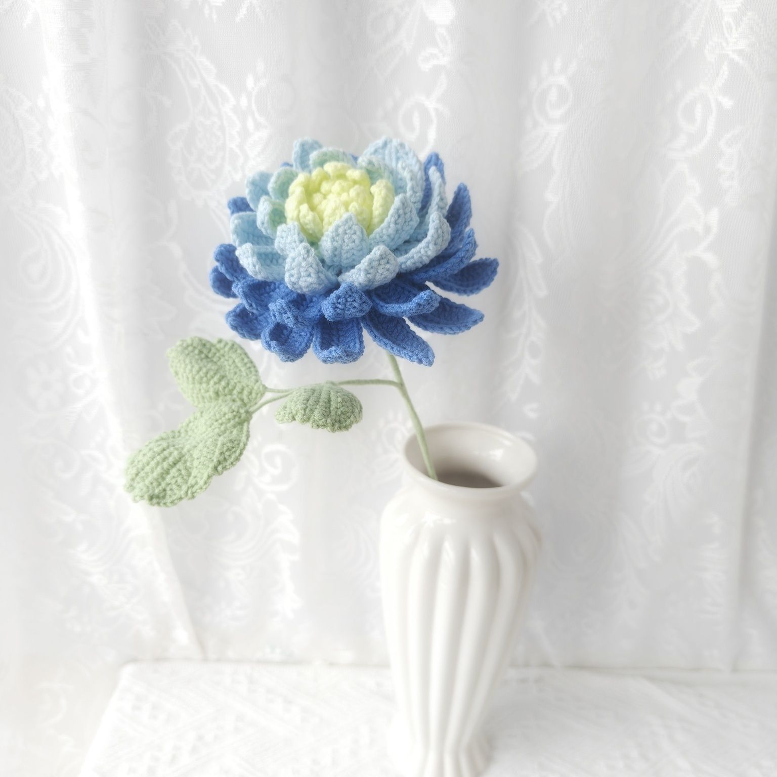 Handmade Crochet Dahlia Flower | Afghan Stitch Yarn Bouquet - Image 11