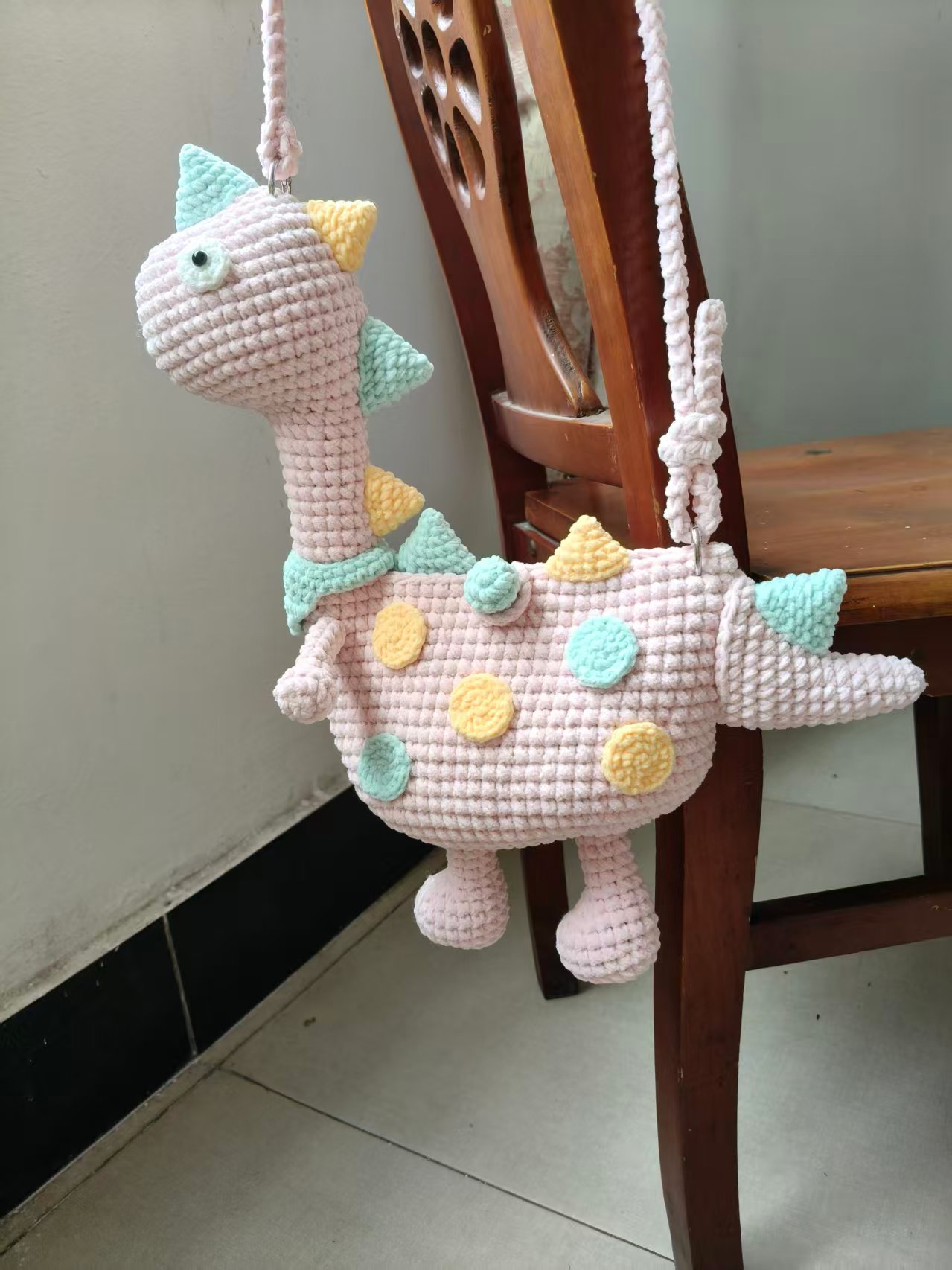 Handmade Crochet Dinosaur Crossbody Bag | Adorable Knit Animal Purse | Fun Kids & Adult Shoulder Bag - Image 3