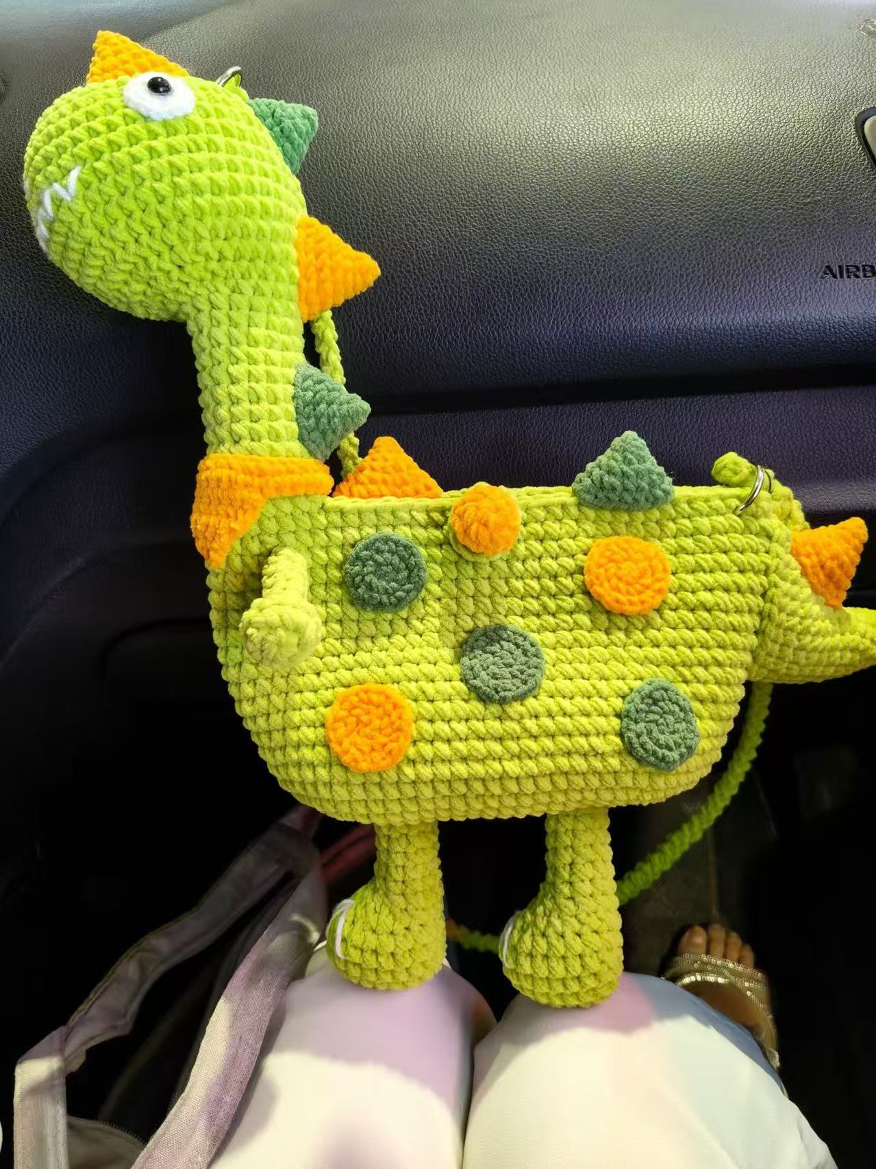 Handmade Crochet Dinosaur Crossbody Bag | Adorable Knit Animal Purse | Fun Kids & Adult Shoulder Bag - Image 5