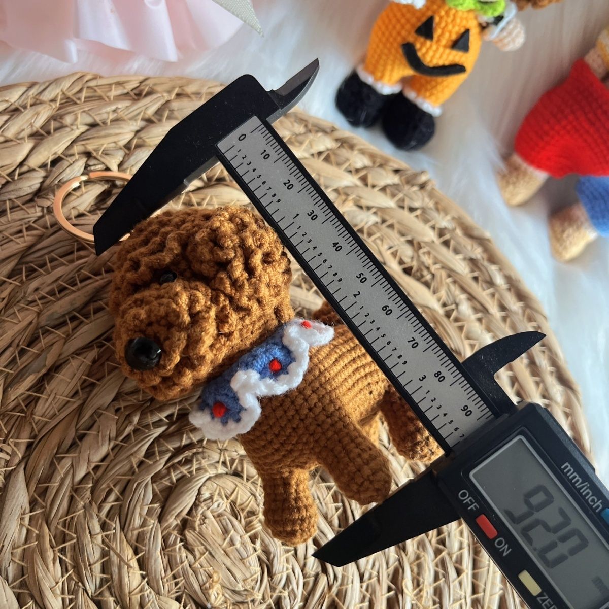Handmade Crochet Dog Keychain | Cute Knitted Teddy Dog Plush with Lace Collar - Image 8