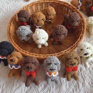 Handmade Crochet Dog Keychain | Cute Knitted Teddy Dog Plush with Lace Collar