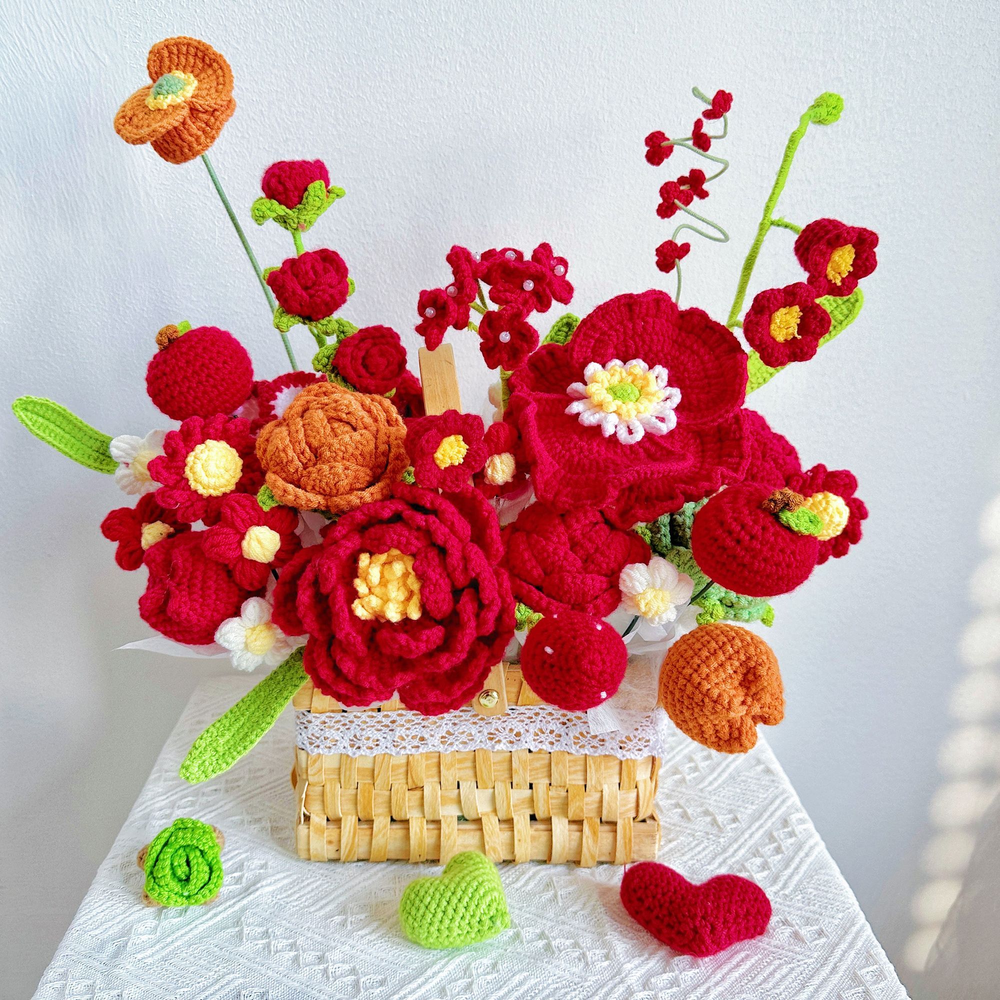 Handmade Crochet Flower Bouquet & Basket – Eternal Flower Gift with Gift Bag, LED Lights & Card, 14 Stunning Styles Available - Image 13