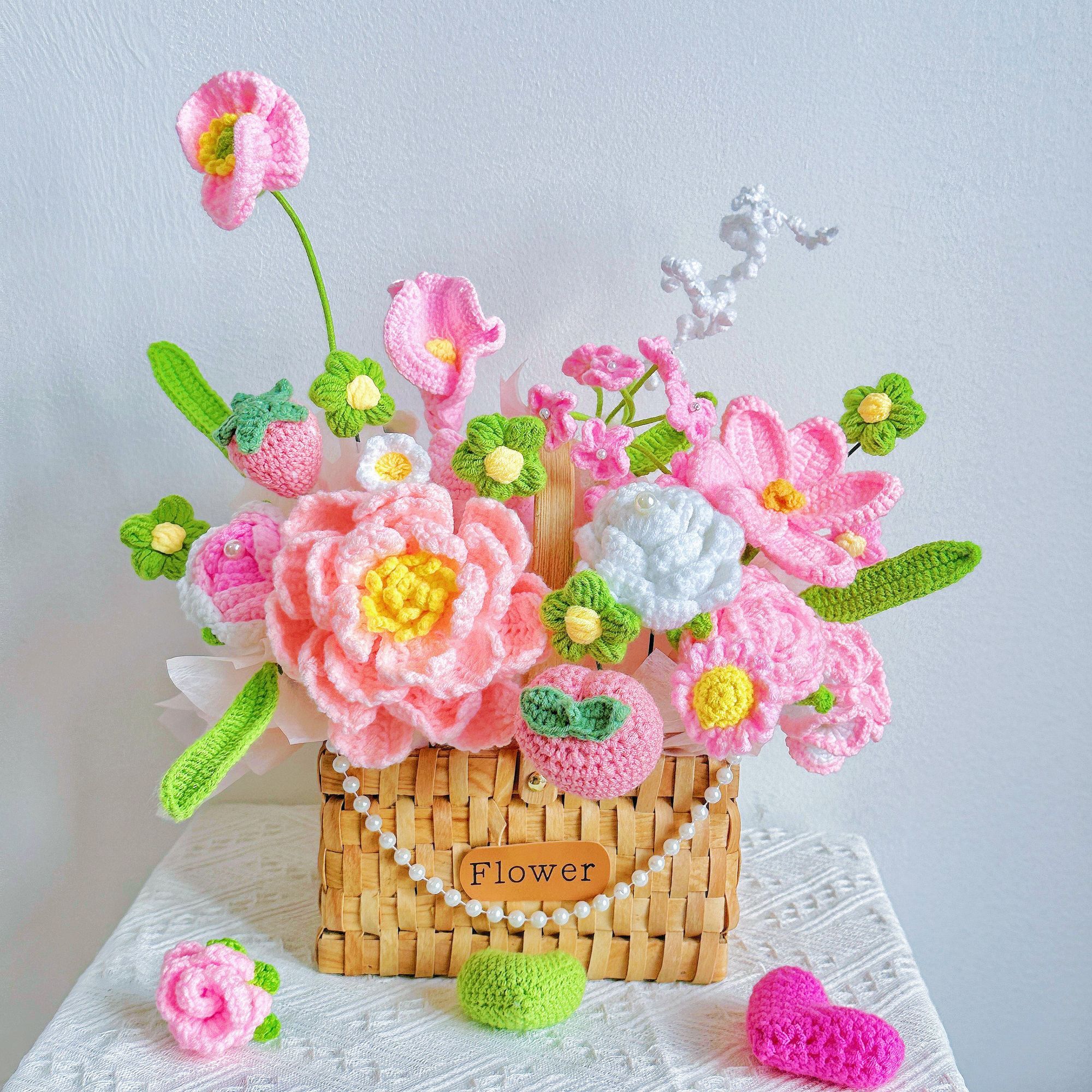 Handmade Crochet Flower Bouquet & Basket – Eternal Flower Gift with Gift Bag, LED Lights & Card, 14 Stunning Styles Available - Image 14