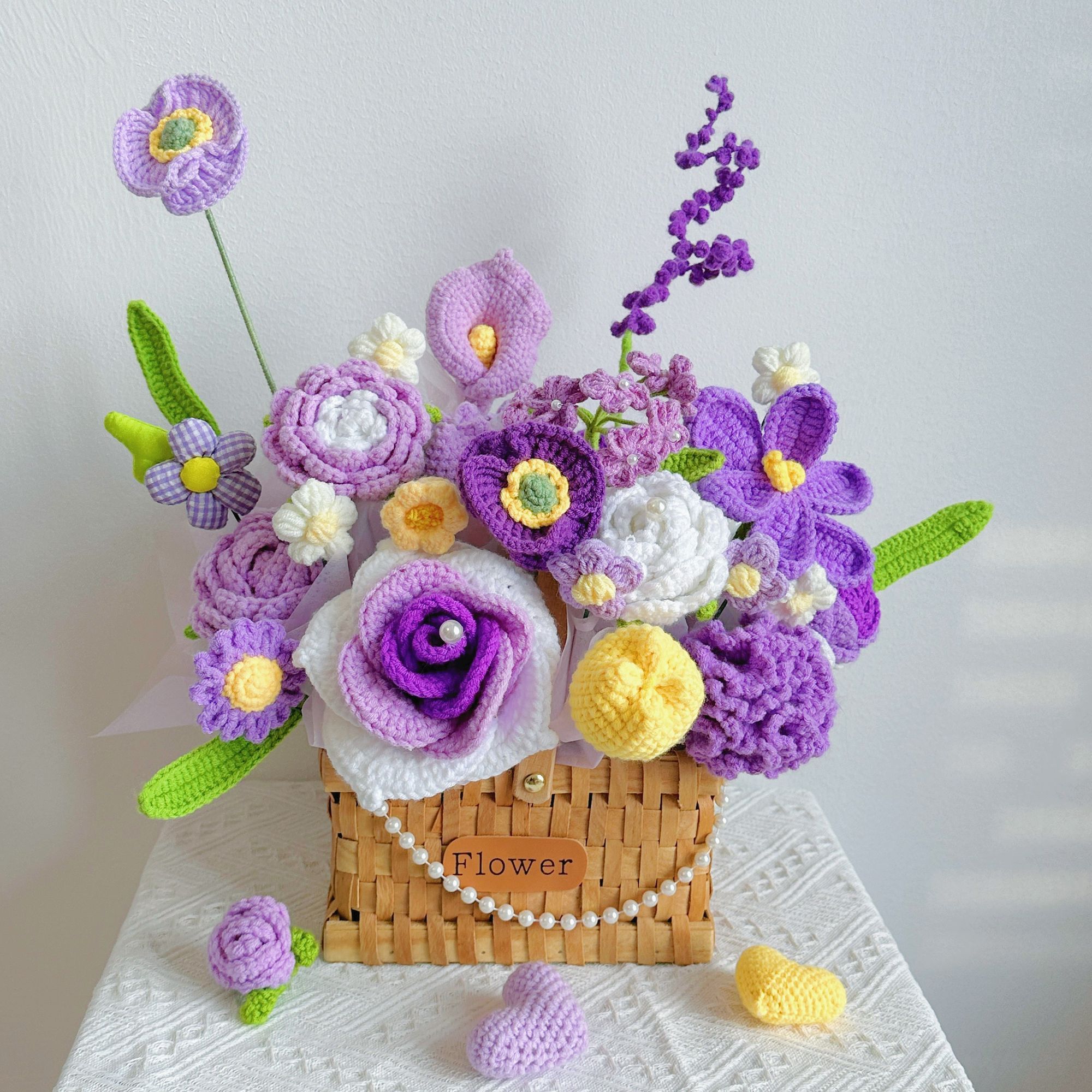 Handmade Crochet Flower Bouquet & Basket – Eternal Flower Gift with Gift Bag, LED Lights & Card, 14 Stunning Styles Available - Image 15