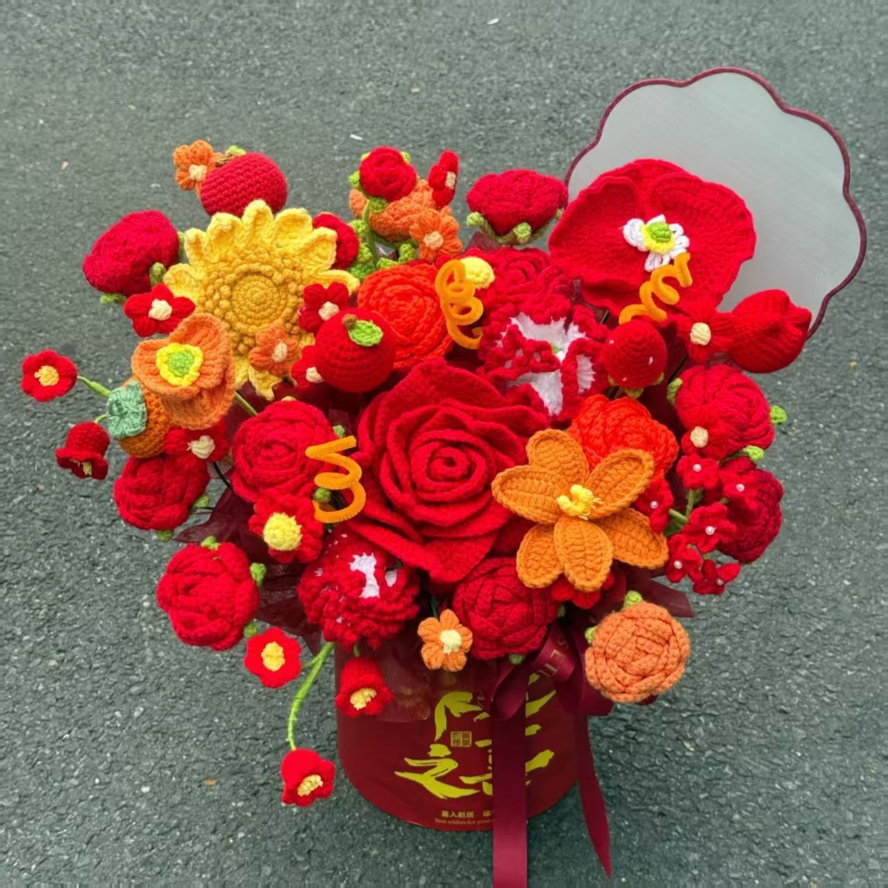 Handmade Crochet Flower Bouquet & Basket – Eternal Flower Gift with Gift Bag, LED Lights & Card, 14 Stunning Styles Available - Image 10