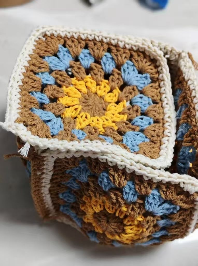 Handmade Crochet Granny Square Handbag – Vintage Floral Crochet Purse, Small & Large Sizes, Multiple Colors, Cotton Yarn Tote - Image 11
