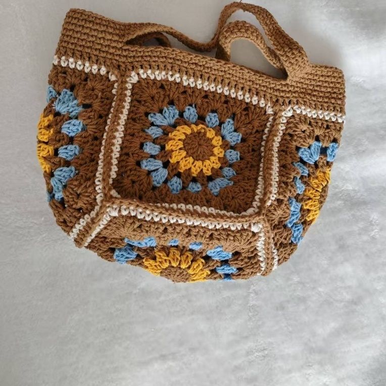 Handmade Crochet Granny Square Handbag – Vintage Floral Crochet Purse, Small & Large Sizes, Multiple Colors, Cotton Yarn Tote - Image 5