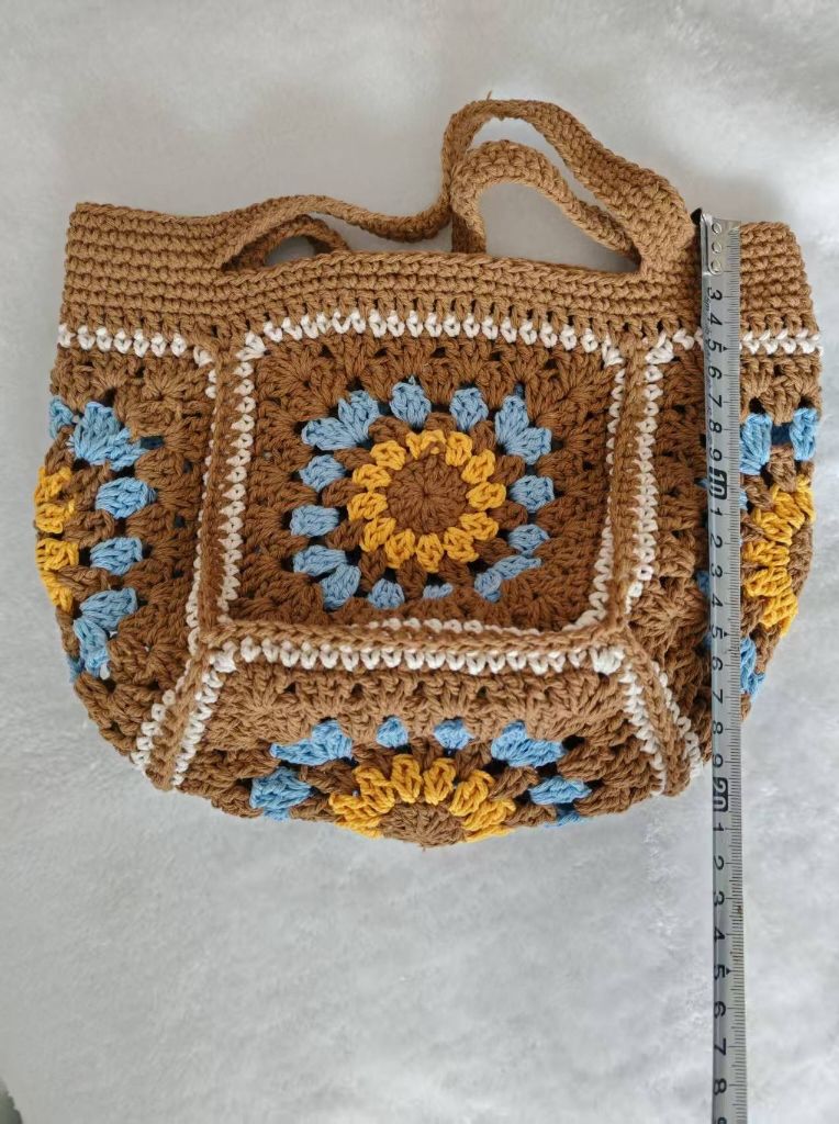 Handmade Crochet Granny Square Handbag – Vintage Floral Crochet Purse, Small & Large Sizes, Multiple Colors, Cotton Yarn Tote - Image 6