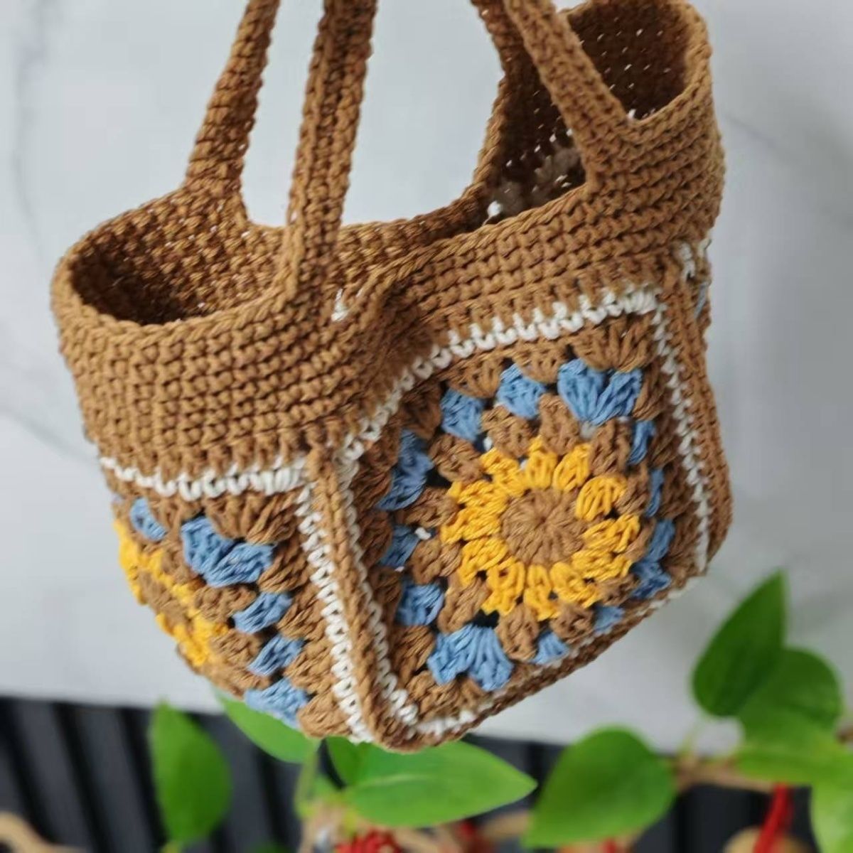 Handmade Crochet Granny Square Handbag – Vintage Floral Crochet Purse, Small & Large Sizes, Multiple Colors, Cotton Yarn Tote - Image 2