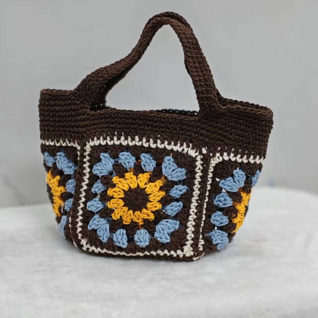 Handmade Crochet Granny Square Handbag – Vintage Floral Crochet Purse, Small & Large Sizes, Multiple Colors, Cotton Yarn Tote - Image 15