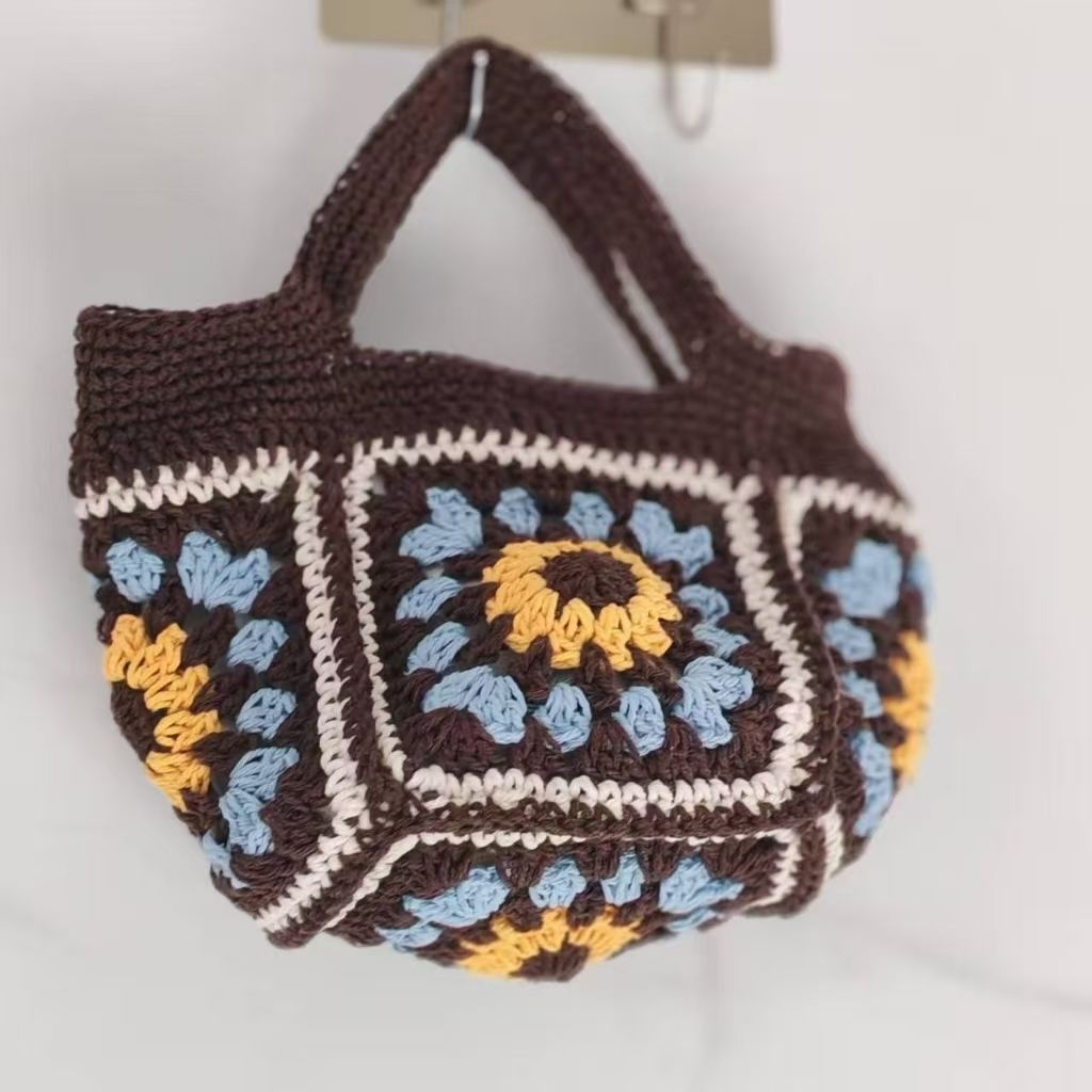 Handmade Crochet Granny Square Handbag – Vintage Floral Crochet Purse, Small & Large Sizes, Multiple Colors, Cotton Yarn Tote - Image 17