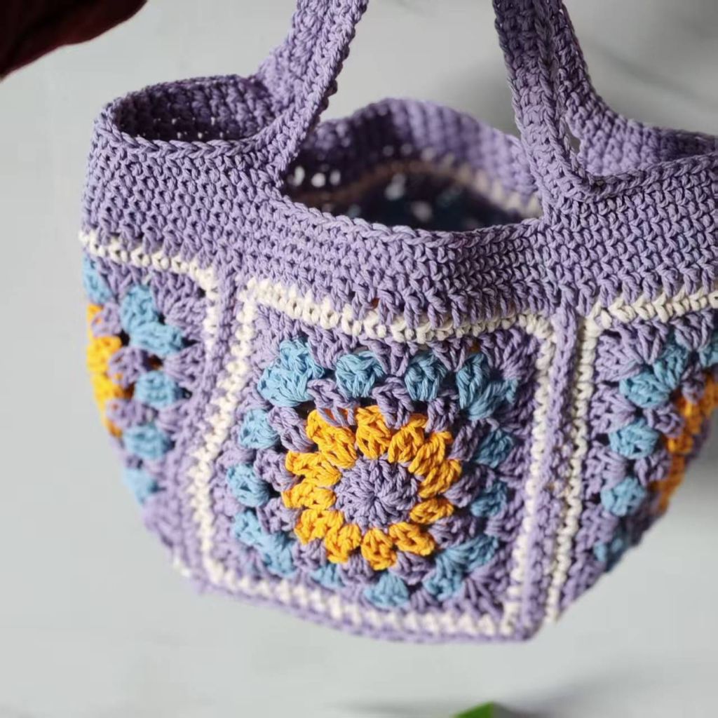 Handmade Crochet Granny Square Handbag – Vintage Floral Crochet Purse, Small & Large Sizes, Multiple Colors, Cotton Yarn Tote - Image 19