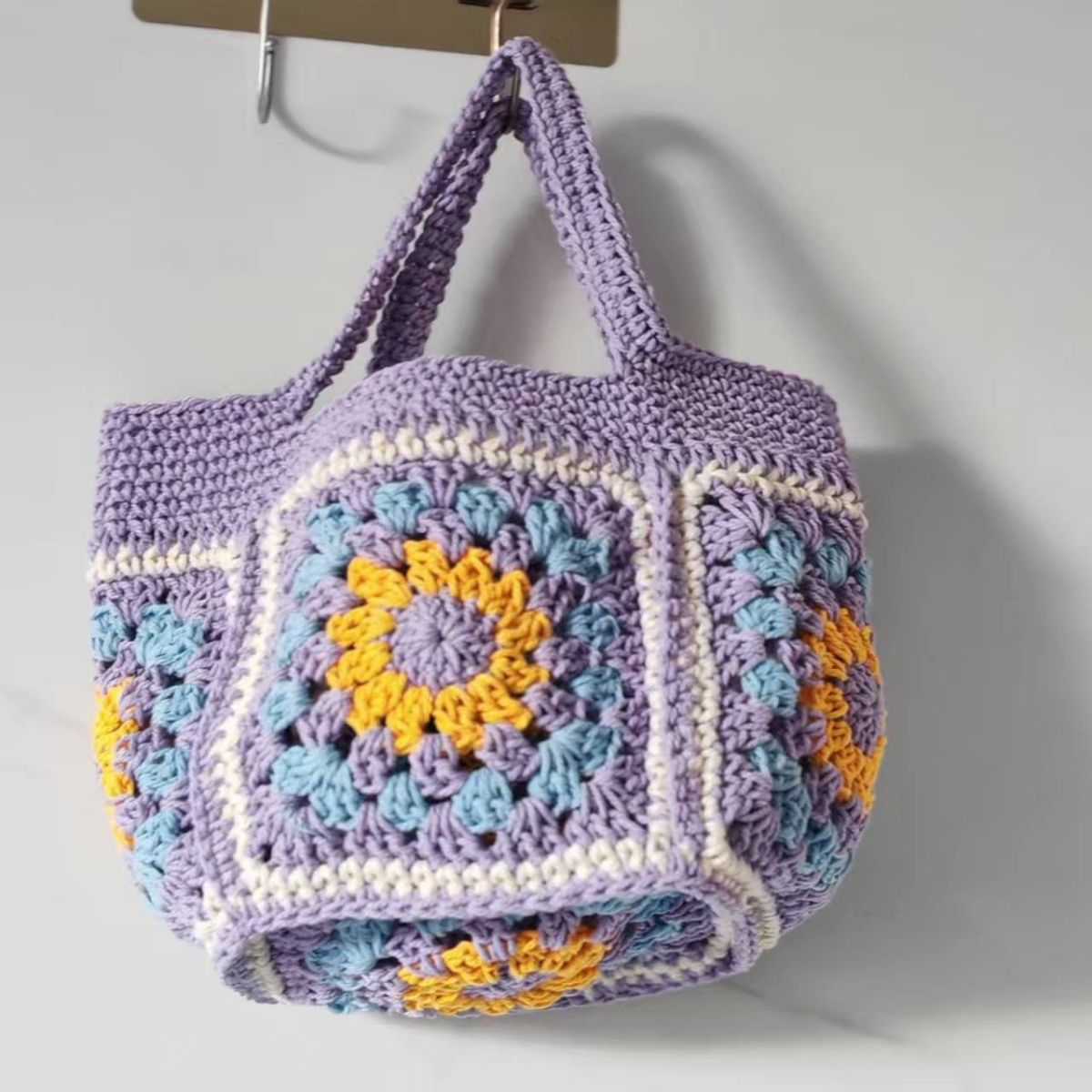 Handmade Crochet Granny Square Handbag – Vintage Floral Crochet Purse, Small & Large Sizes, Multiple Colors, Cotton Yarn Tote - Image 20