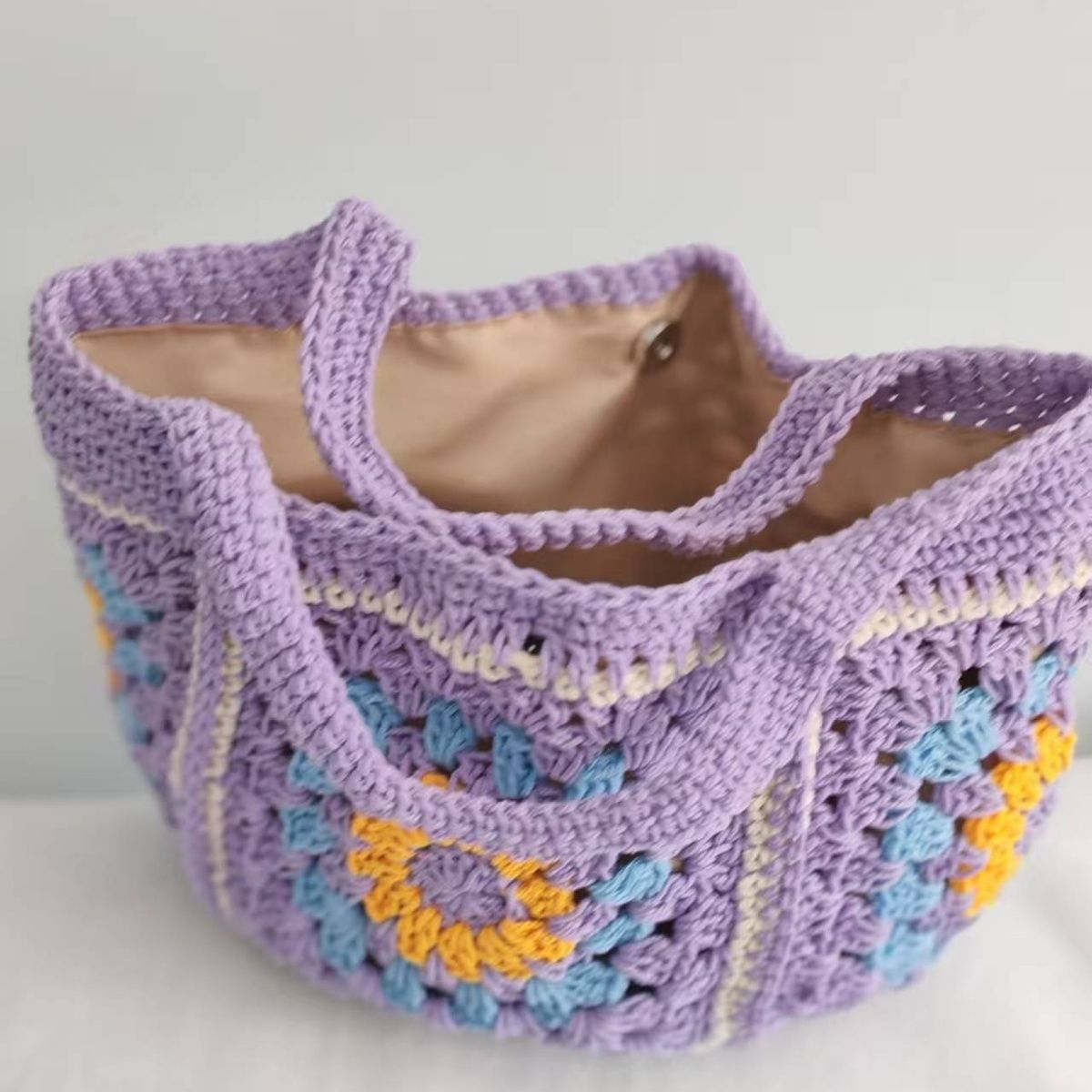 Handmade Crochet Granny Square Handbag – Vintage Floral Crochet Purse, Small & Large Sizes, Multiple Colors, Cotton Yarn Tote - Image 21