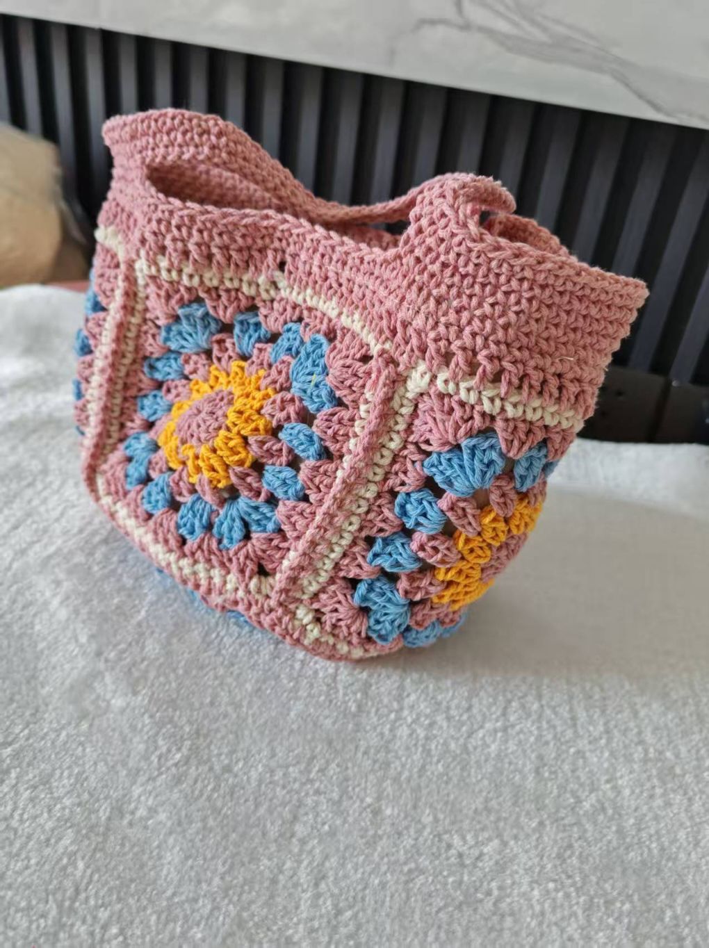 Handmade Crochet Granny Square Handbag – Vintage Floral Crochet Purse, Small & Large Sizes, Multiple Colors, Cotton Yarn Tote - Image 25