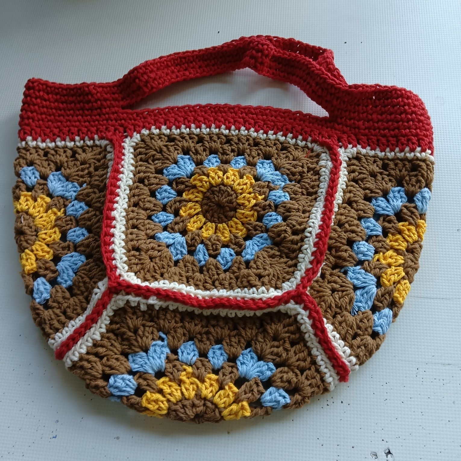 Handmade Crochet Granny Square Handbag – Vintage Floral Crochet Purse, Small & Large Sizes, Multiple Colors, Cotton Yarn Tote - Image 26