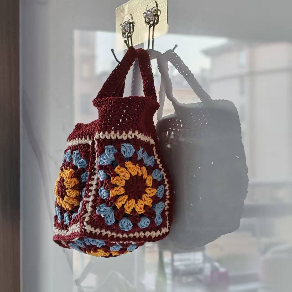 Handmade Crochet Granny Square Handbag – Vintage Floral Crochet Purse, Small & Large Sizes, Multiple Colors, Cotton Yarn Tote - Image 27