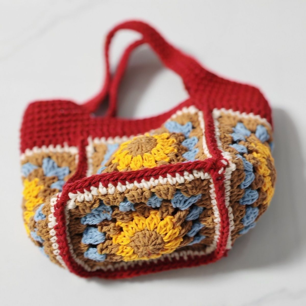 Handmade Crochet Granny Square Handbag – Vintage Floral Crochet Purse, Small & Large Sizes, Multiple Colors, Cotton Yarn Tote - Image 28