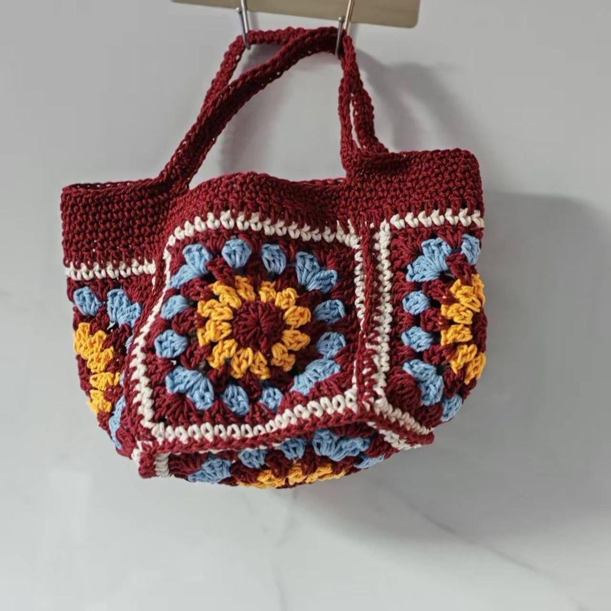 Handmade Crochet Granny Square Handbag – Vintage Floral Crochet Purse, Small & Large Sizes, Multiple Colors, Cotton Yarn Tote - Image 29